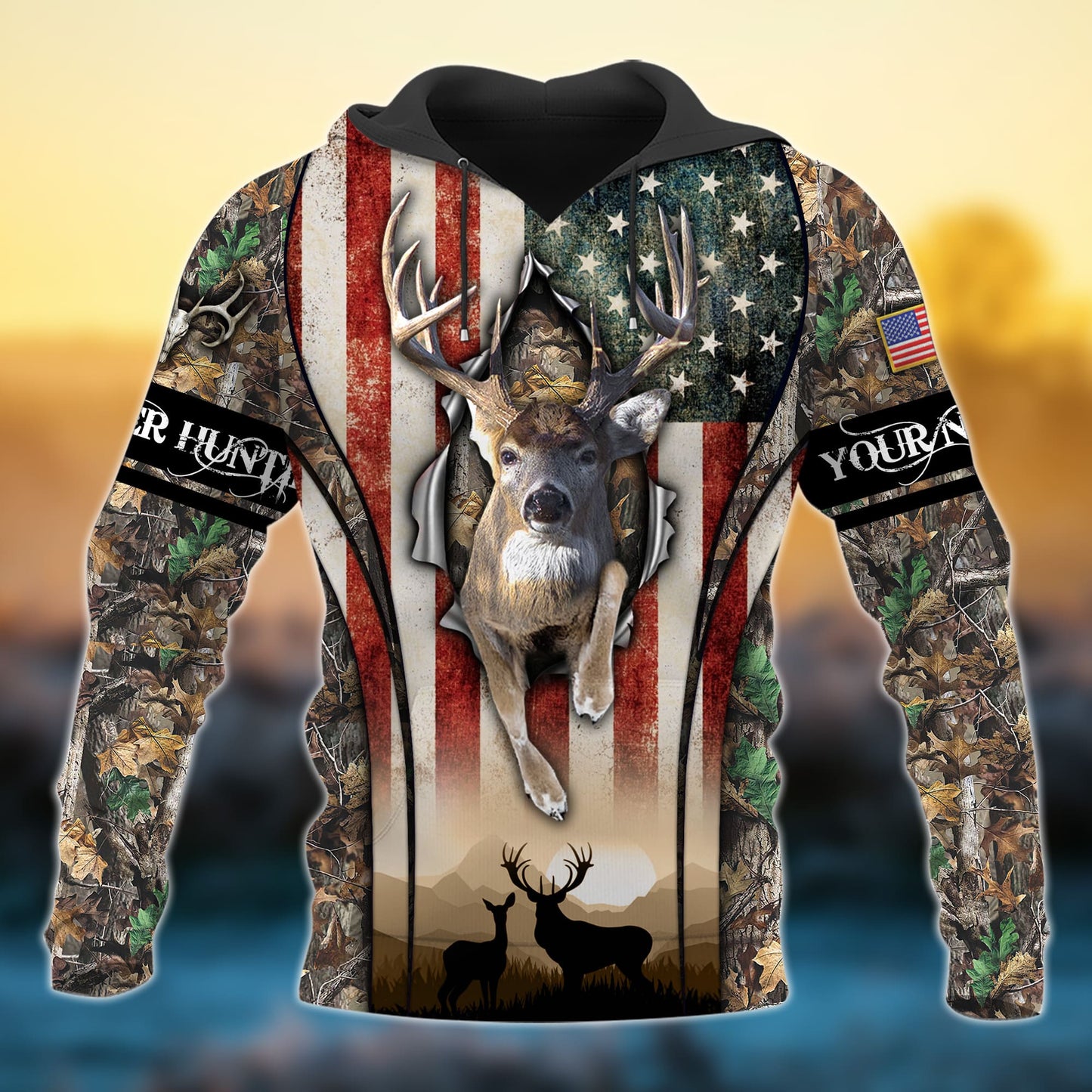 frenzidea Personalized Premium Deer Hunting 3D Hoodie (3 Colors)
