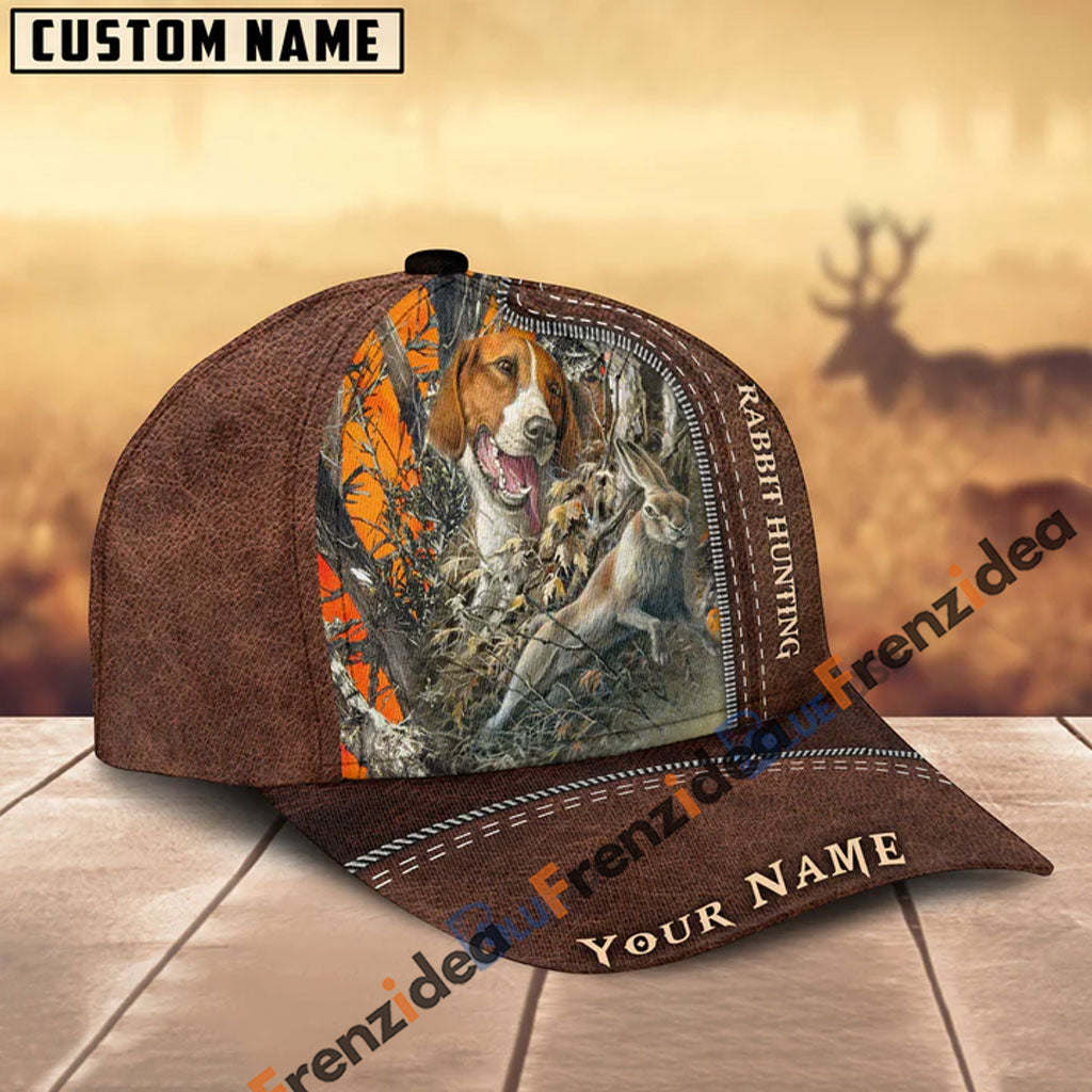 Frenzidea Beagles Hunting Leather Pattern Personalized Name Cap