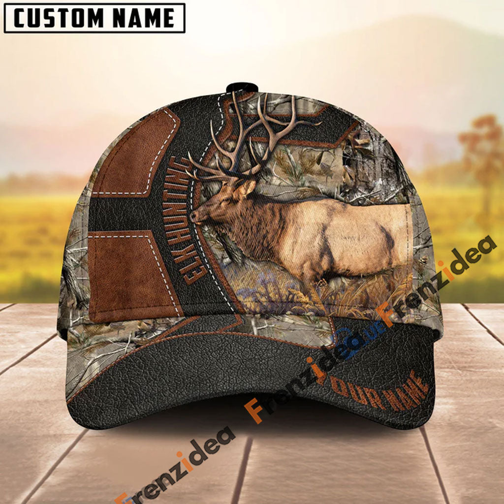Frenzidea Elk Hunting Leather Pattern Personalized Cap