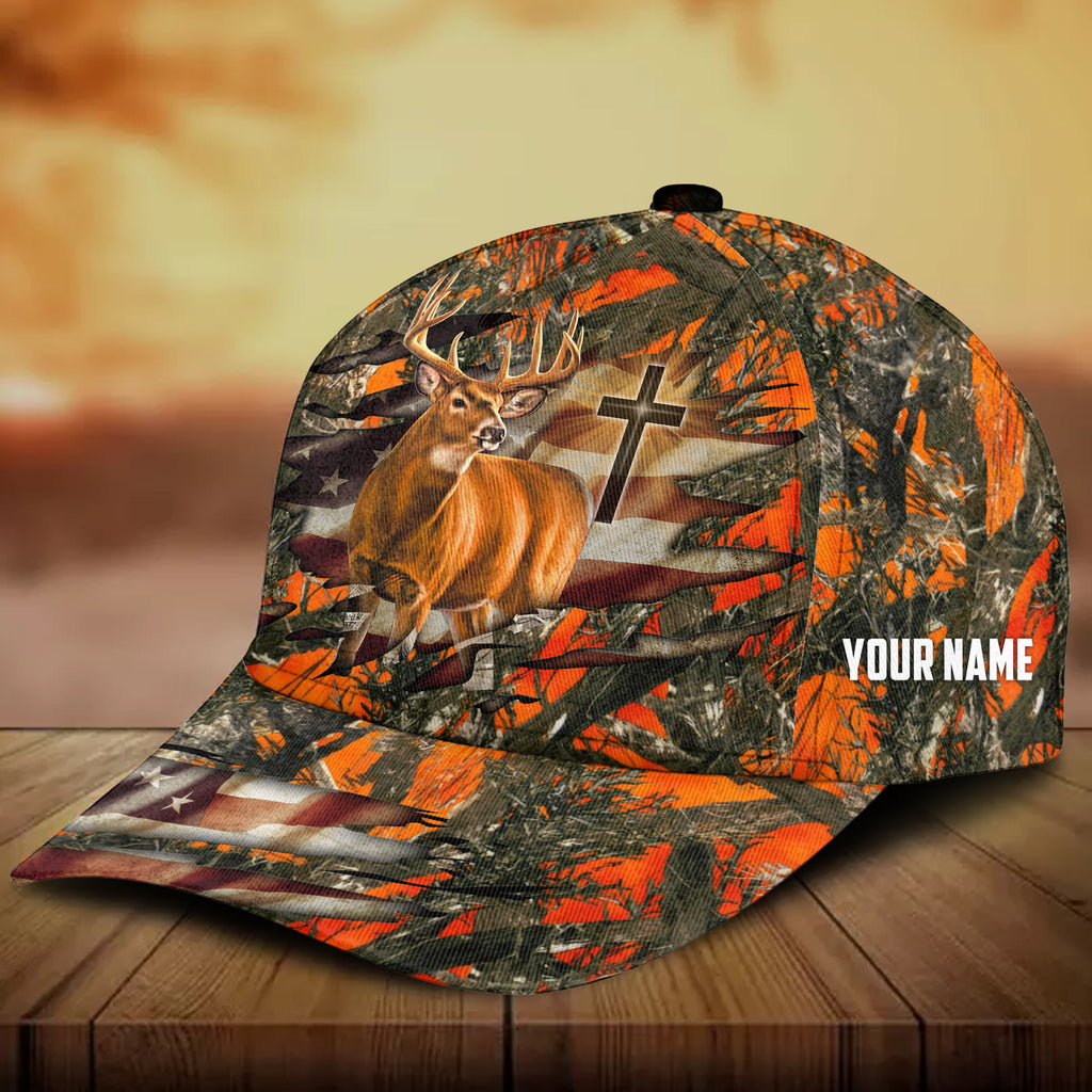 Frenzidea Cross And Deer Multicolor Personalized Cap
