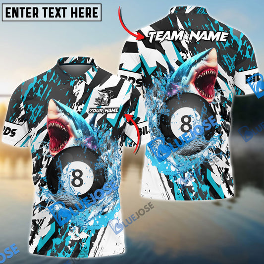 Frenzidea Billiards Ball 8 Grunge Shark Personalized Name, Team Name Unisex Shirt ( 4 Colors )