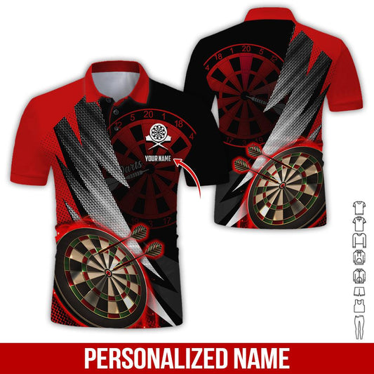 Frenzidea Red Dart Pattern Personalized Name, Team Name 3D Shirt