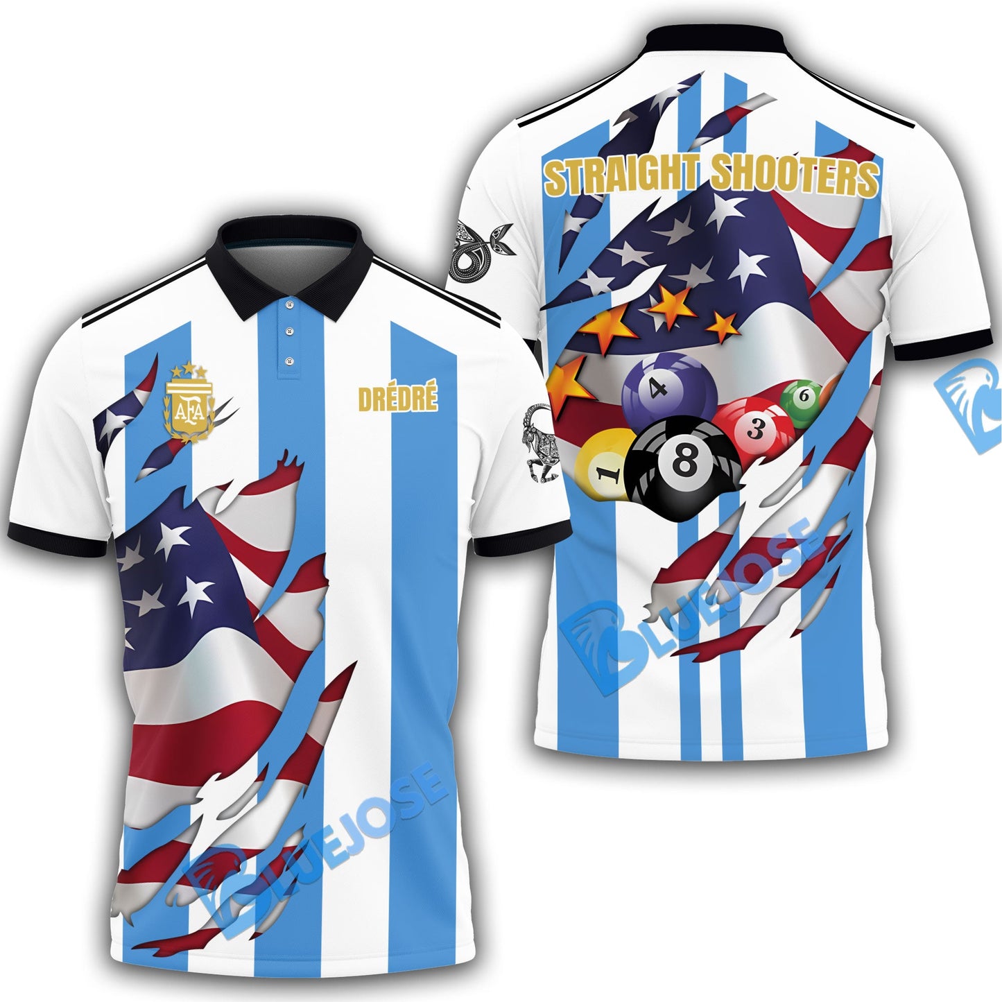 Frenzidea Billiards USA Flag Soccer Personalized Shirt