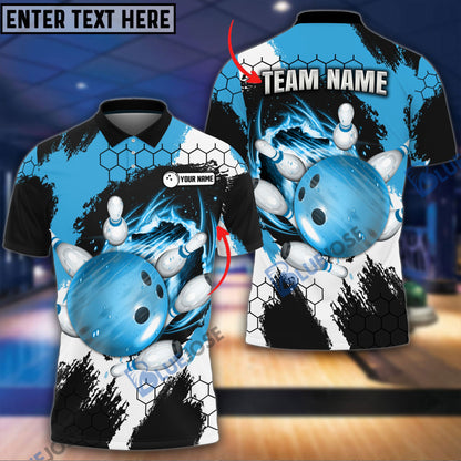 Frenzideas Bowling and Pins Colorful Break Personalized Name Team Name 3D Shirt (4 Colors)