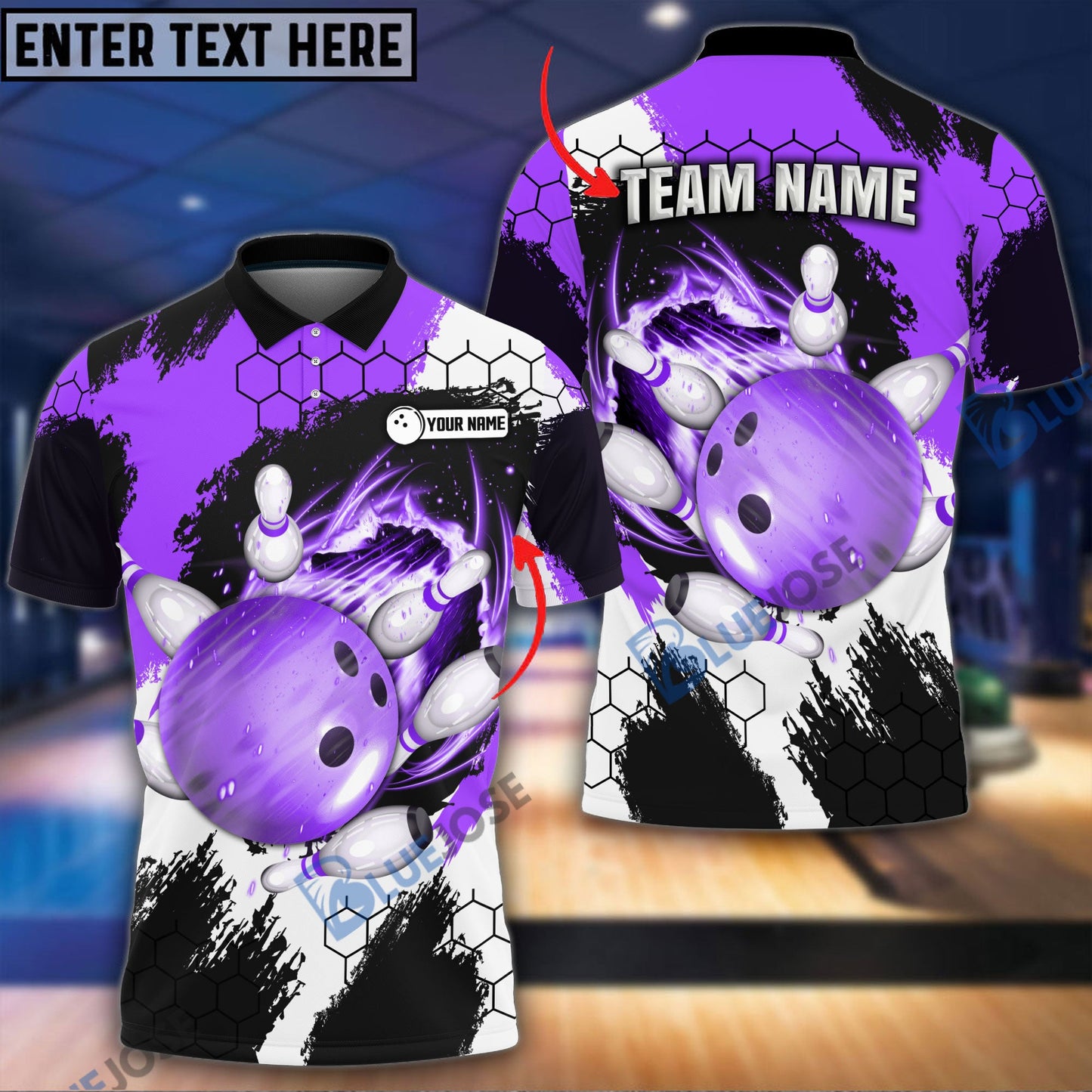 Frenzideas Bowling and Pins Colorful Break Personalized Name Team Name 3D Shirt (4 Colors)