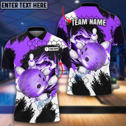 Frenzideas Bowling and Pins Colorful Break Personalized Name Team Name 3D Shirt (4 Colors)