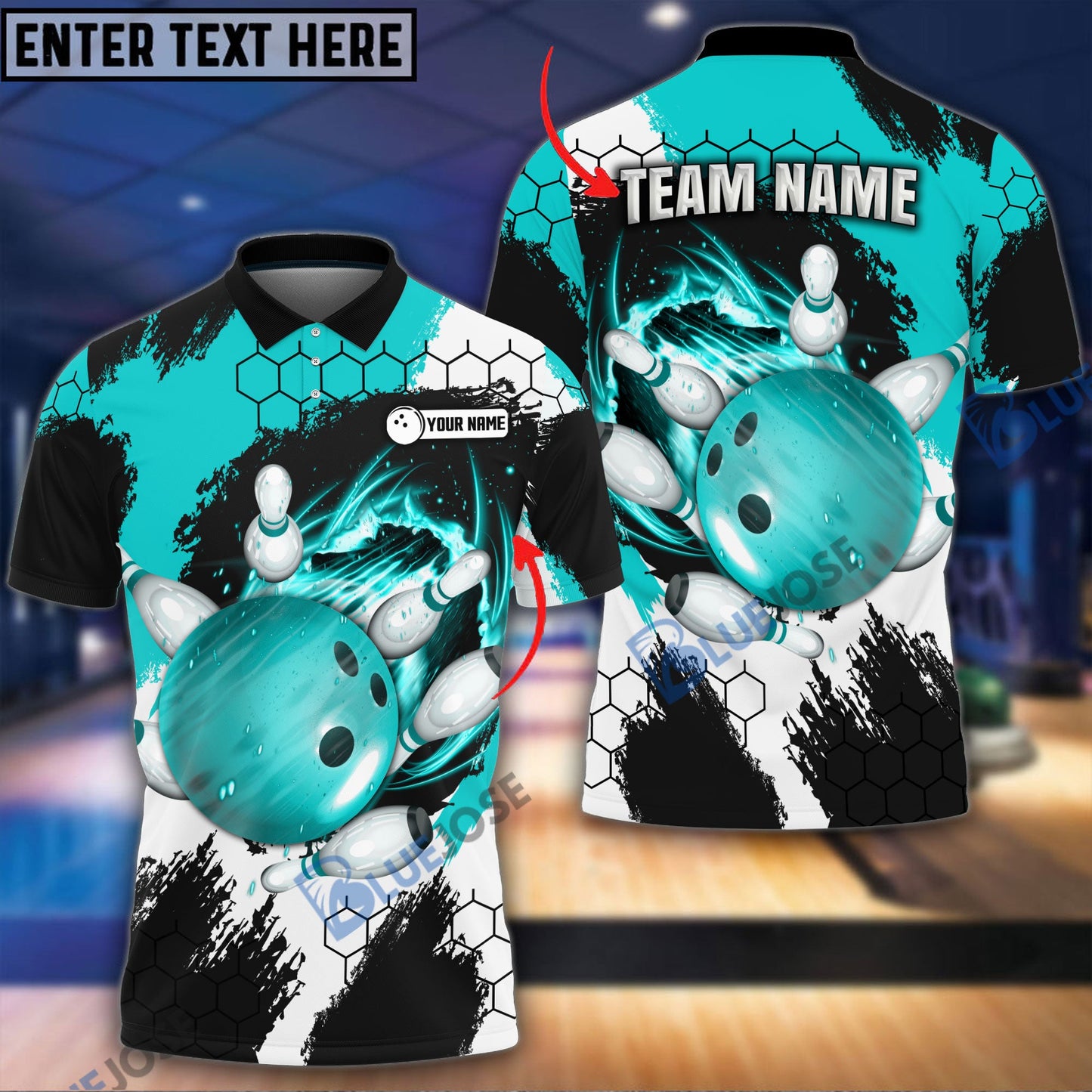 Frenzideas Bowling and Pins Colorful Break Personalized Name Team Name 3D Shirt (4 Colors)