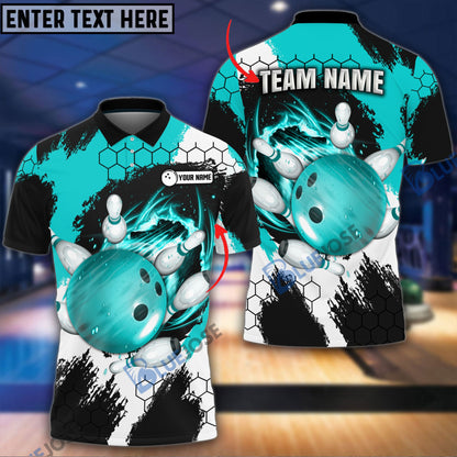 Frenzideas Bowling and Pins Colorful Break Personalized Name Team Name 3D Shirt (4 Colors)