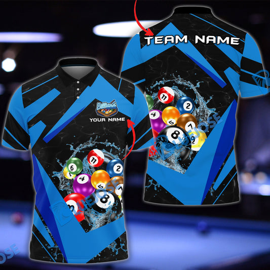 Frenzidea Billiards Blue Personalized Name, Team Name Unisex Shirt