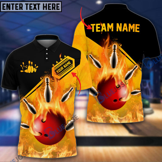 Frenzideas Bowling And Pins Fire Personalized Name Team Name 3D Shirt