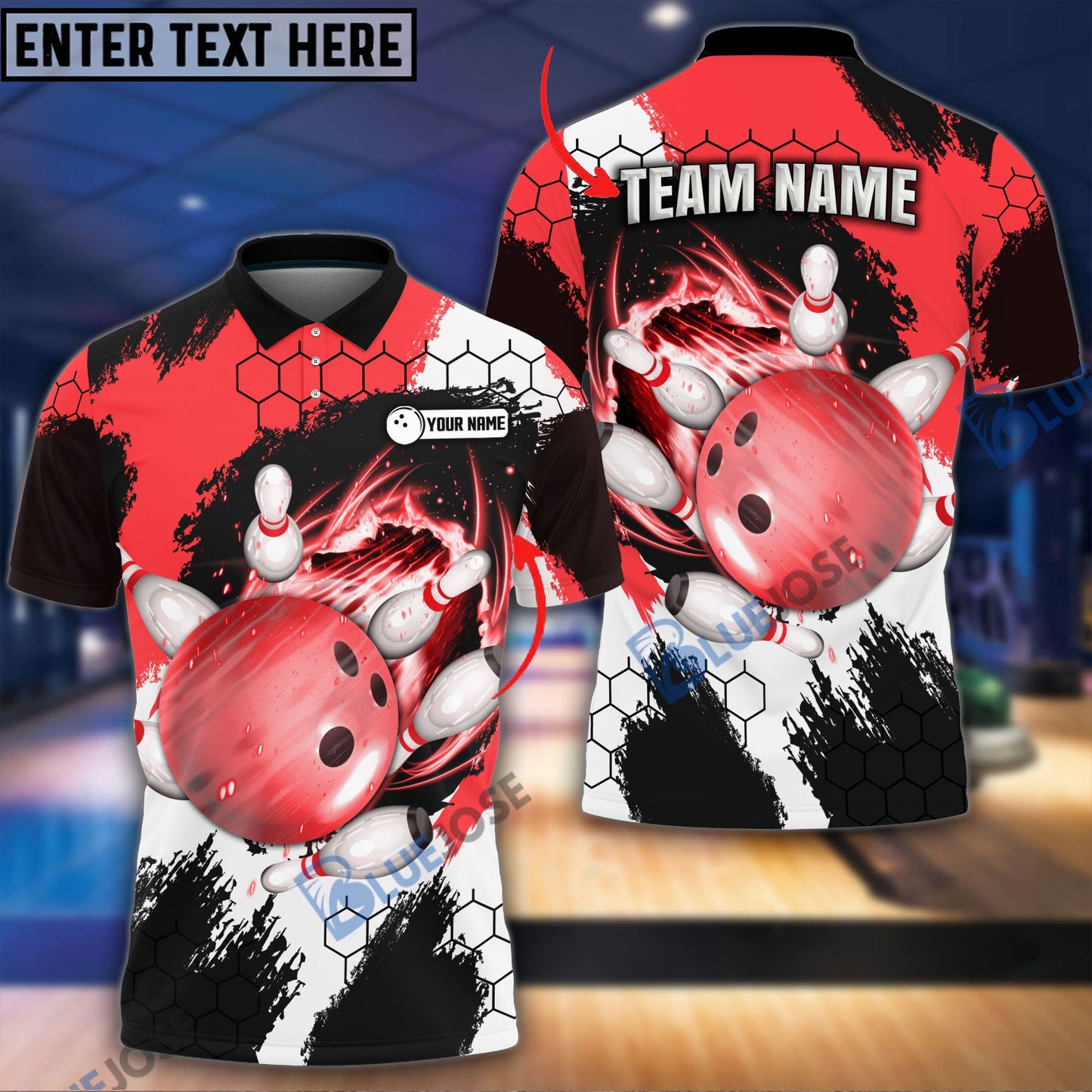 Frenzideas Bowling and Pins Colorful Break Personalized Name Team Name 3D Shirt (4 Colors)