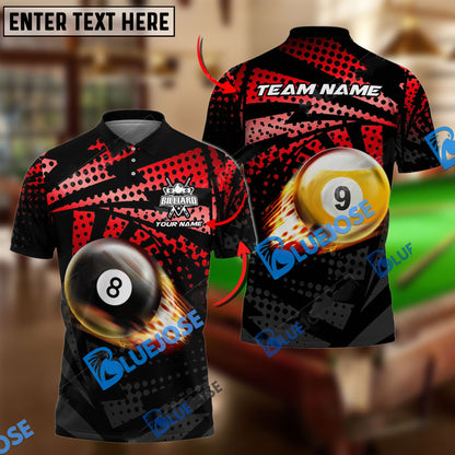 Frenzidea Billiards Ball 8&9 Fire Point Strike Personalized Name, Team Name Unisex Shirt ( 4 Colors )