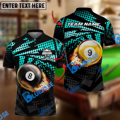 Frenzidea Billiards Ball 8&9 Fire Point Strike Personalized Name, Team Name Unisex Shirt ( 4 Colors )