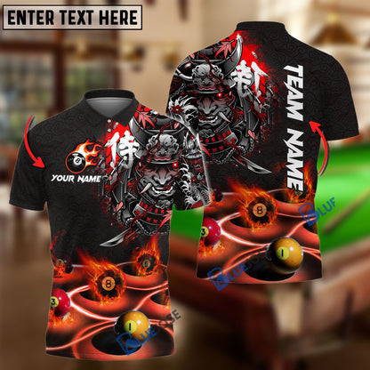 Frenzidea Billiards Flame Samurai Personalized Name, Team Name Unisex Shirt ( 6 Colors )