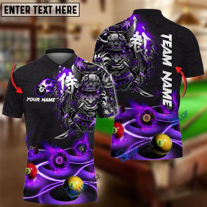 Frenzidea Billiards Flame Samurai Personalized Name, Team Name Unisex Shirt ( 6 Colors )