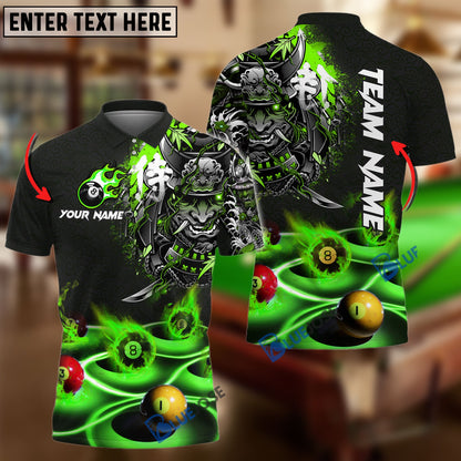Frenzidea Billiards Flame Samurai Personalized Name, Team Name Unisex Shirt ( 6 Colors )