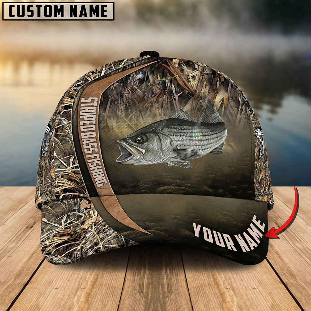 Frenzidea Personalized Striped Bass Fishing Grass Nature Classic Cap