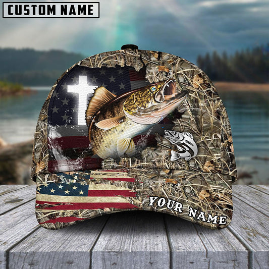 Frenzidea Personalized Walleye Cross Camo Fishing Classic Cap