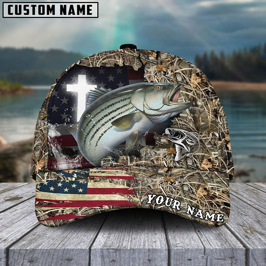 Frenzidea Personalized Striped Bass Cross Camo Fishing Classic Cap