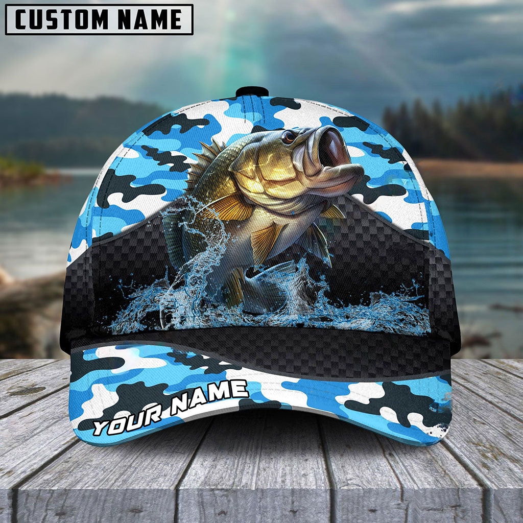 Frenzidea Personalized Bass Fishing Blue Camo Sport Classic Cap