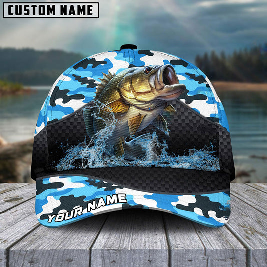 Frenzidea Personalized Bass Fishing Blue Camo Sport Classic Cap