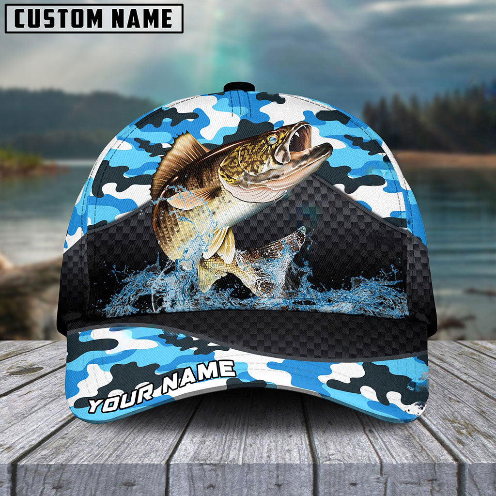 Frenzidea Personalized Walleye Fishing Blue Camo Sport Classic Cap