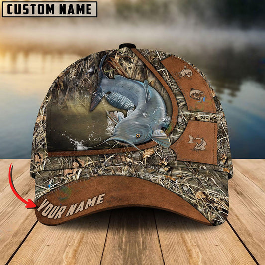 Frenzidea Personalized Catfish Fishing Nature Leather Pattern Classic Cap