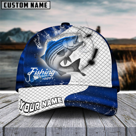 Frenzidea Personalized Striped Bass Fishing Dark Blue Skin Sport Classic Cap