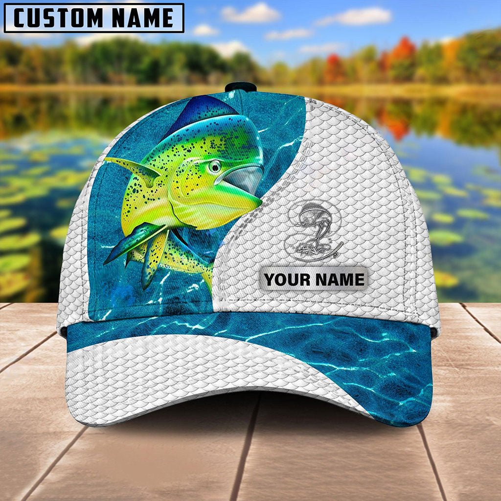 Frenzidea Custom Name Mahi-mahi Fishing Blue Water Cap