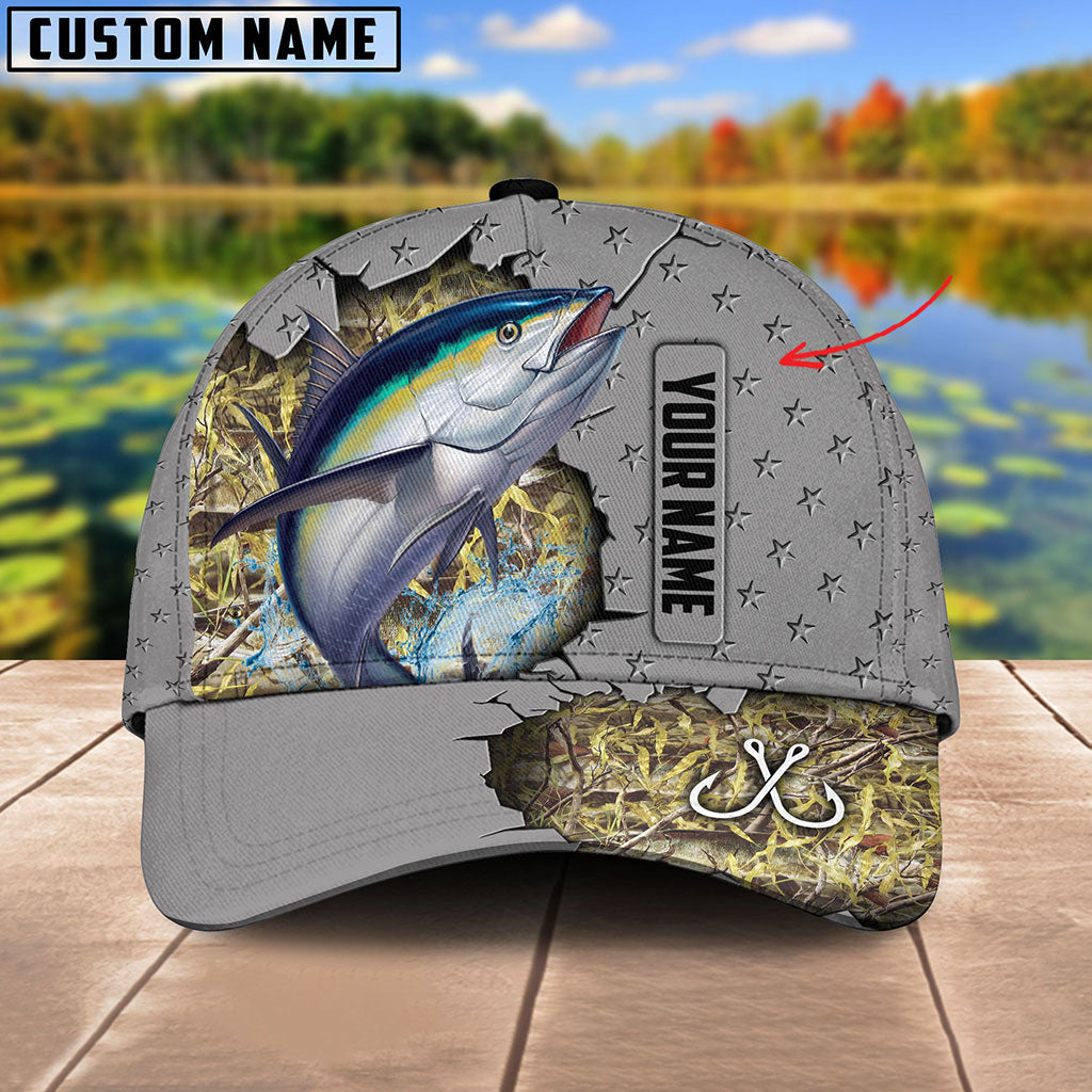 Frenzidea Custom Name Tuna Fishing Grey 3D Cap