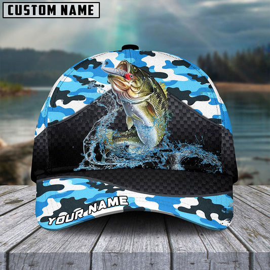 Frenzidea Personalized Large Mouth Bass Fishing Blue Camo Sport Classic Cap