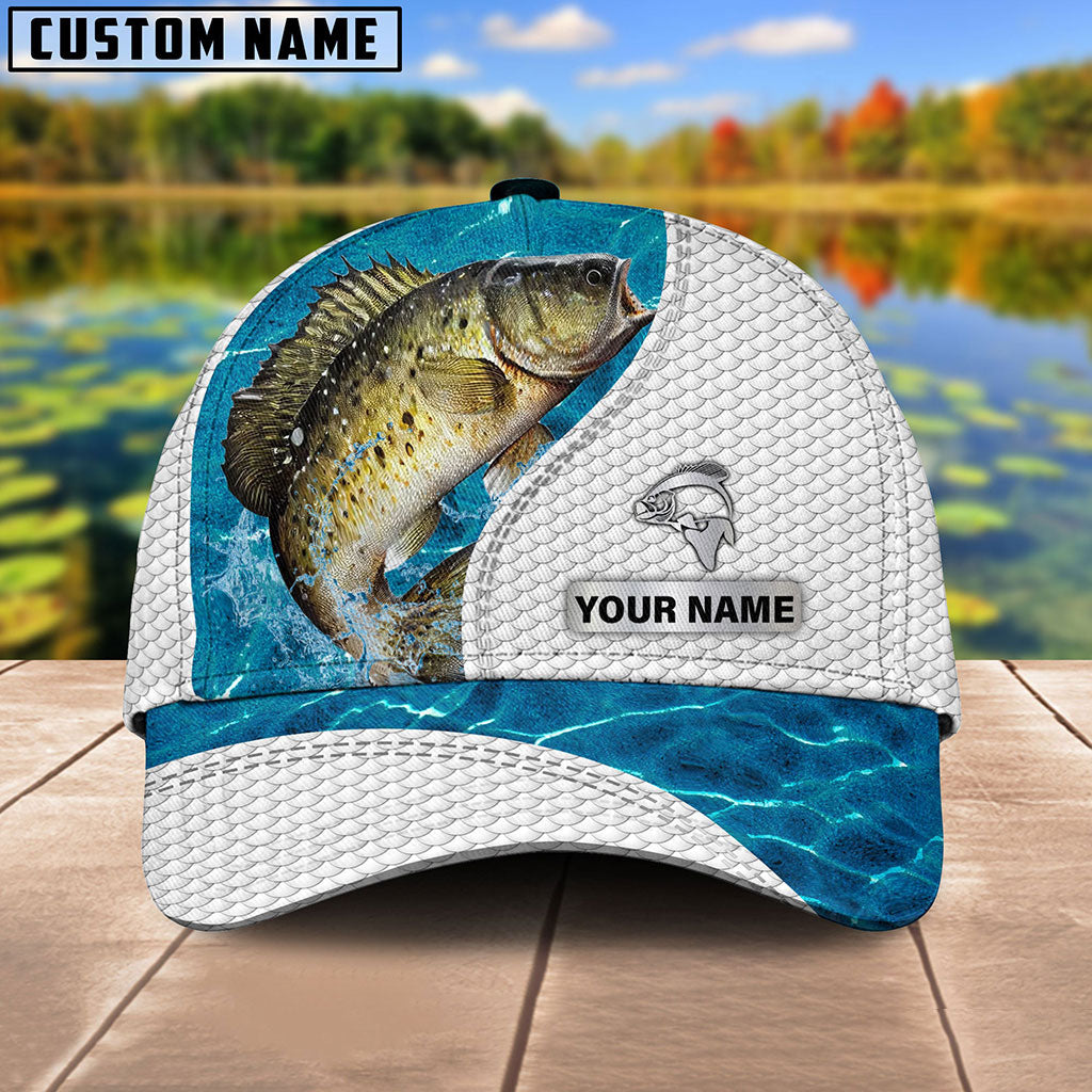Frenzidea Custom Name Crappie Fishing Blue Water Cap