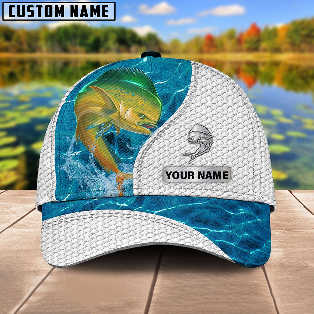 Frenzidea Custom Name Mahi Mahi Fishing Blue Water Cap