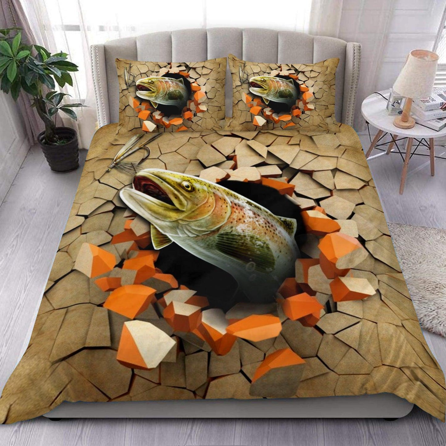 Frenzidea Fishing Broken Pattern Bedding Set