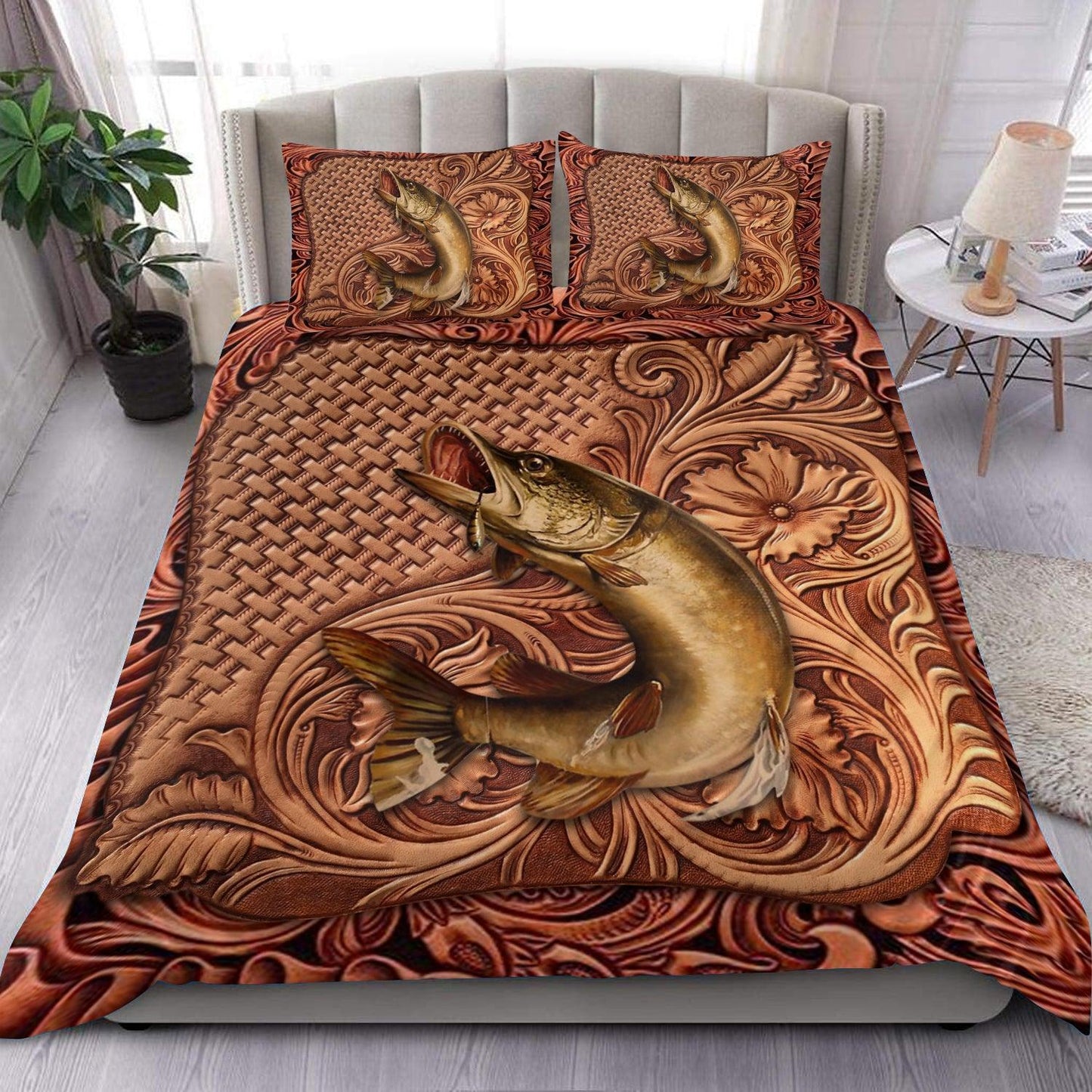 Frenzidea Fishing Classic Leather Pattern Bedding Set