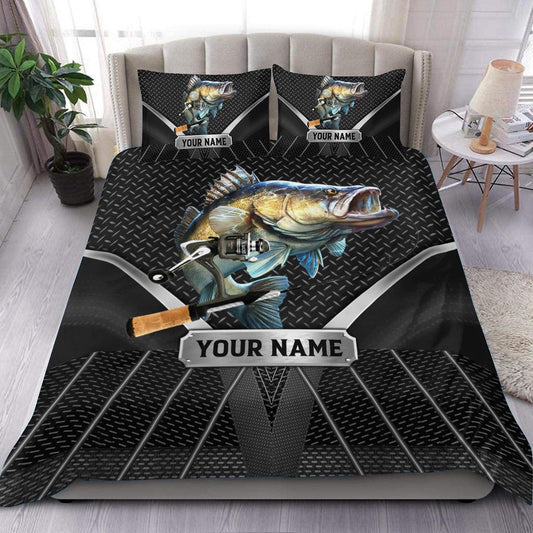 Frenzidea Fishing Metal Pattern Personalized Bedding Set