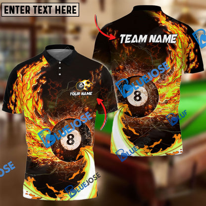 Frenzidea Billiards Ball 8 Breath Of Fire Personalized Name, Team Name Unisex Shirt ( 6 Colors )