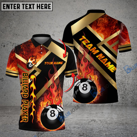 Frenzidea Billiards Ball 8 Metal And Fire Personalized Name, Team Name Unisex Shirt ( 4 Colors )