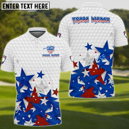 Frenzidea Premium Golf Ameican Flag Stars Customized Name, Team Name 3D Shirts