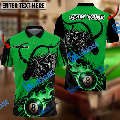 Frenzidea Billiards Ball 8 Fire Aries Personalized Name, Team Name Unisex Shirt ( 6 Colors )