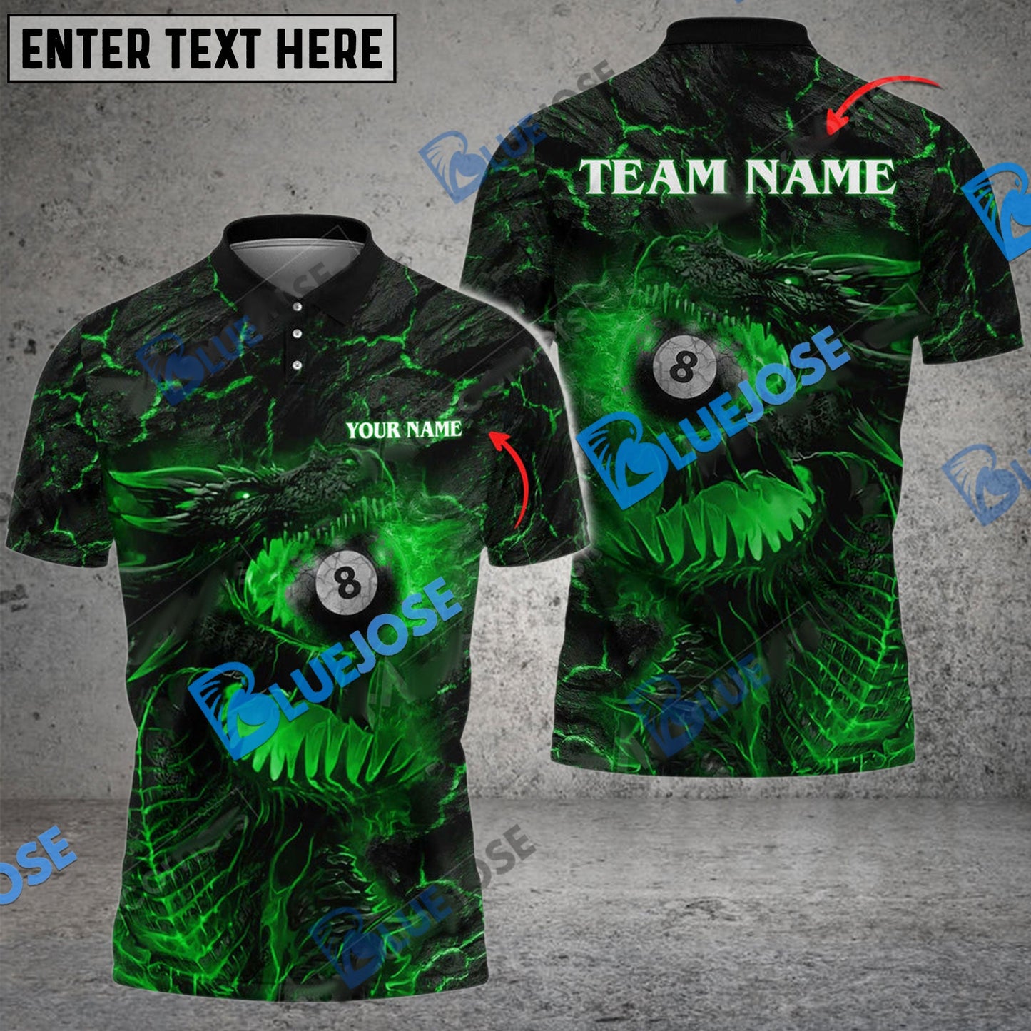 Frenzidea Billiards Ball 8 Firaga Dragon Personalized Name, Team Name Unisex Shirt ( 4 Colors )