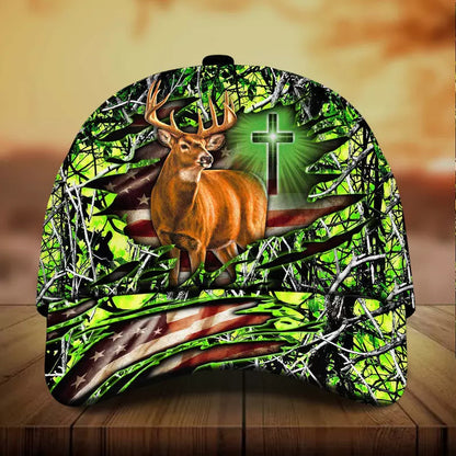 Frenzidea Premium Cross And Deer 3D Personalized Multicolor Cap