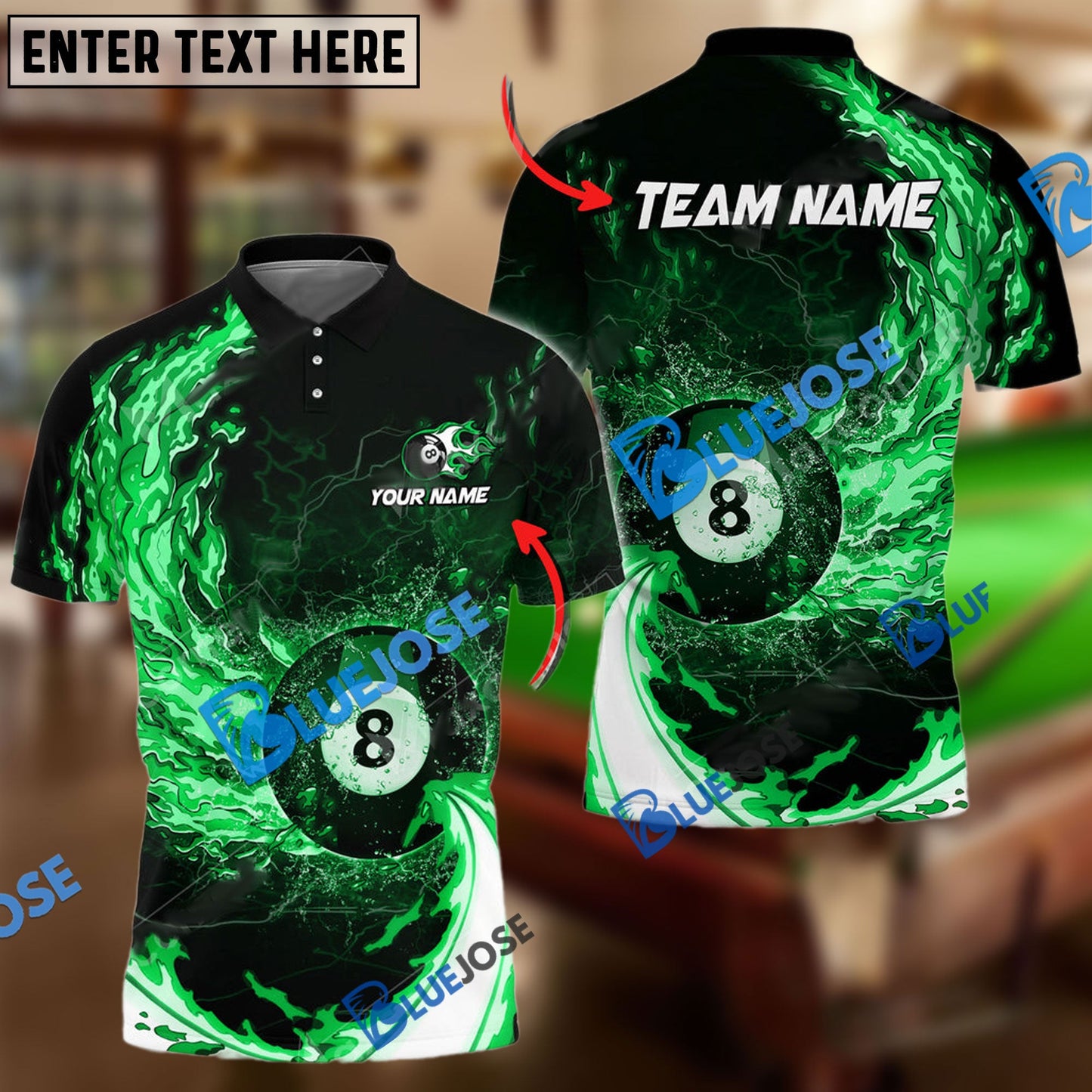 Frenzidea Billiards Ball 8 Breath Of Fire Personalized Name, Team Name Unisex Shirt ( 6 Colors )