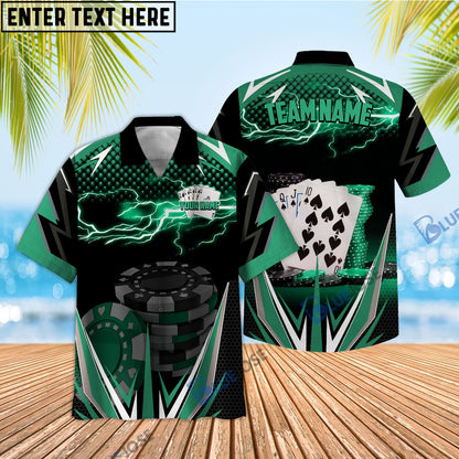Frenzidea Poker Green Fire Personalized Name, Team Name Unisex Shirt