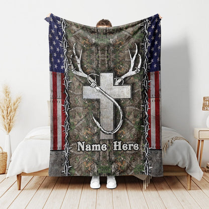 Frenzidea Custom Name Hunting Fishing God Blanket