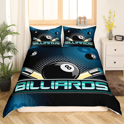 frenzidea Billiards Modern Blue Black Bedding Set