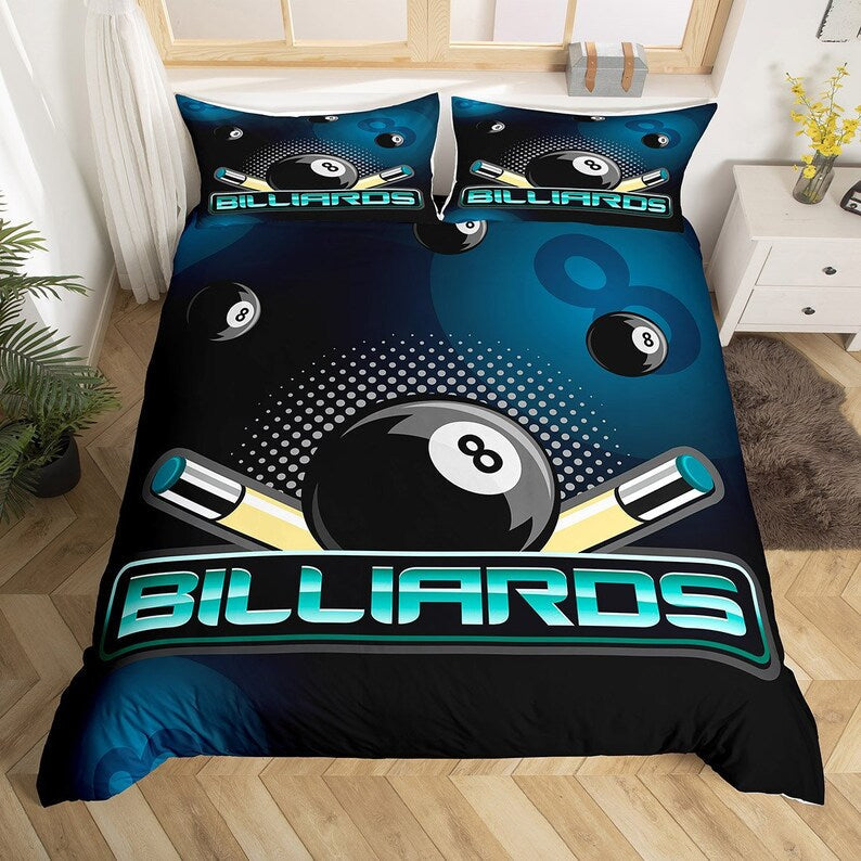 frenzidea Billiards Modern Blue Black Bedding Set
