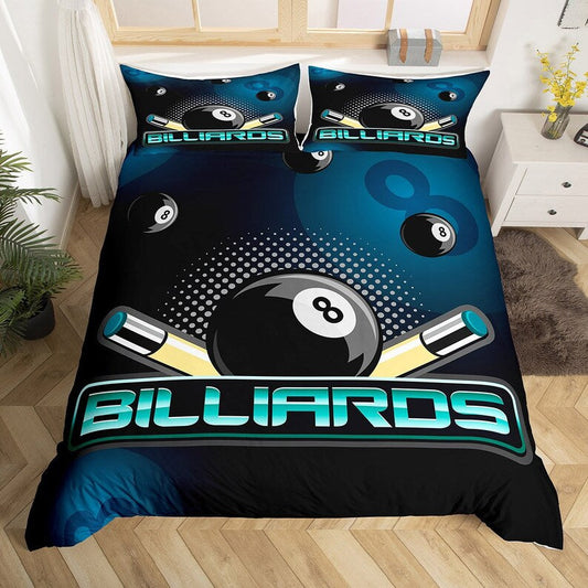 frenzidea Billiards Modern Blue Black Bedding Set