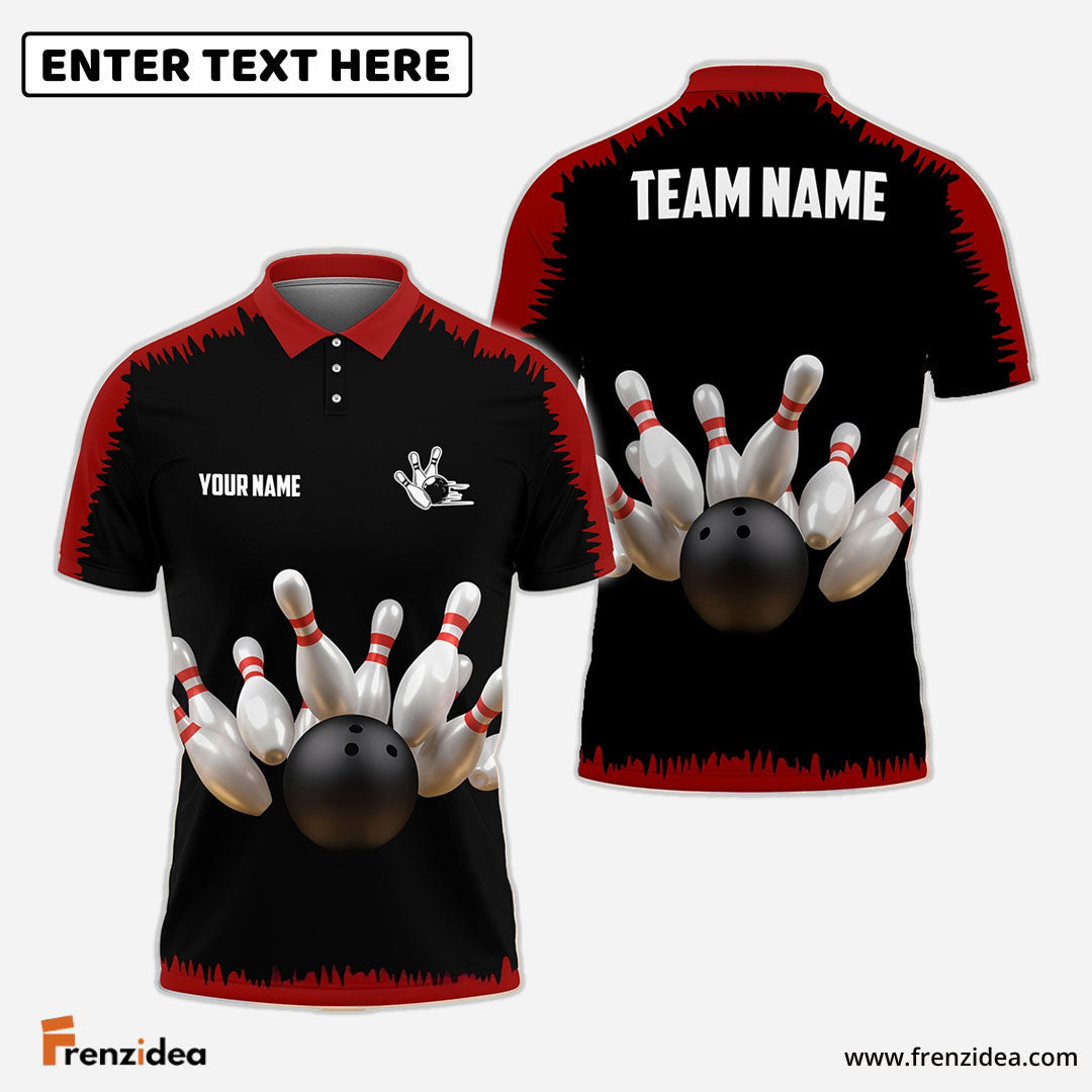 Frenzidea Bowling And Pins Classic Pattern Customized Name 3D Shirt (4 Colors)