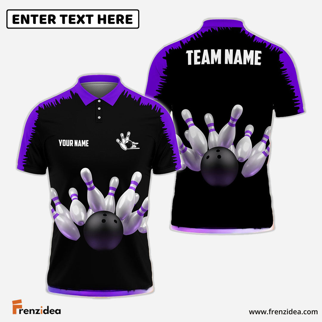 Frenzidea Bowling And Pins Classic Pattern Customized Name 3D Shirt (4 Colors)